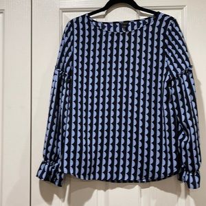 Ann Taylor blue and black ruffle sleeve top Medium
